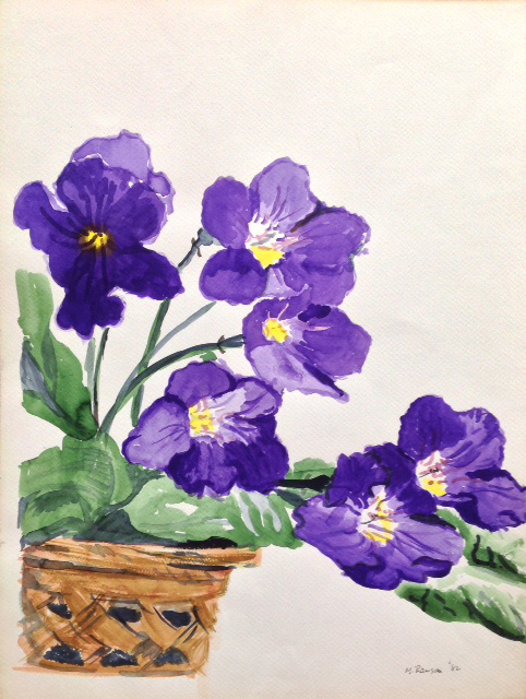 basket of dipping purple watercolor